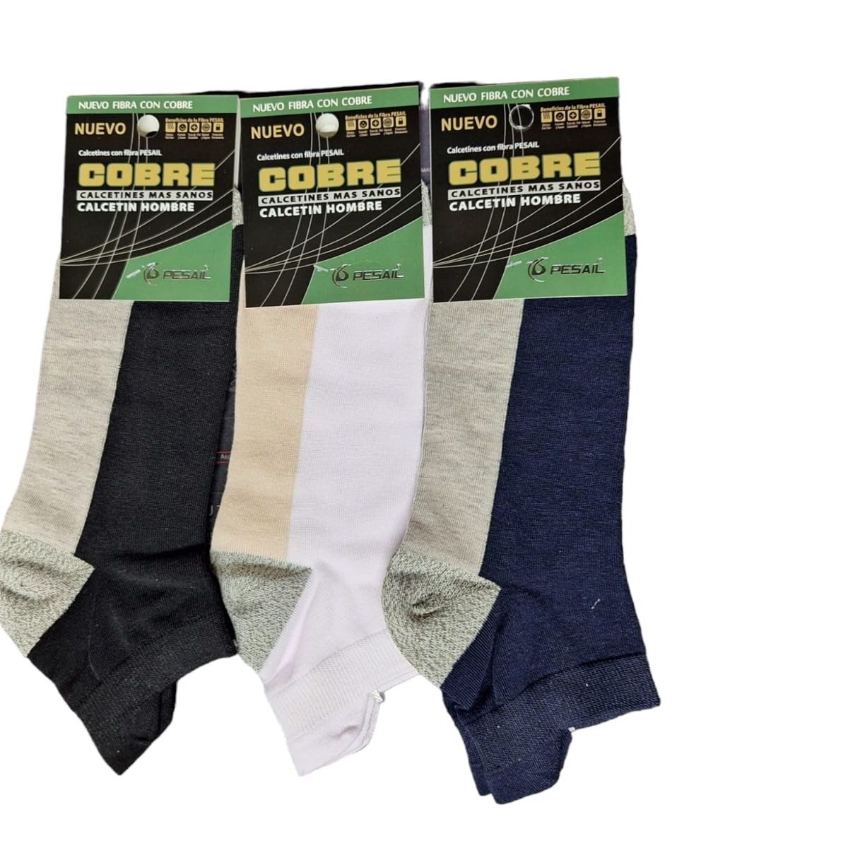 GARSIL - 12 Calcetines Calcetas Cobre Algodon Para Hombre - Deportiva Tobillera