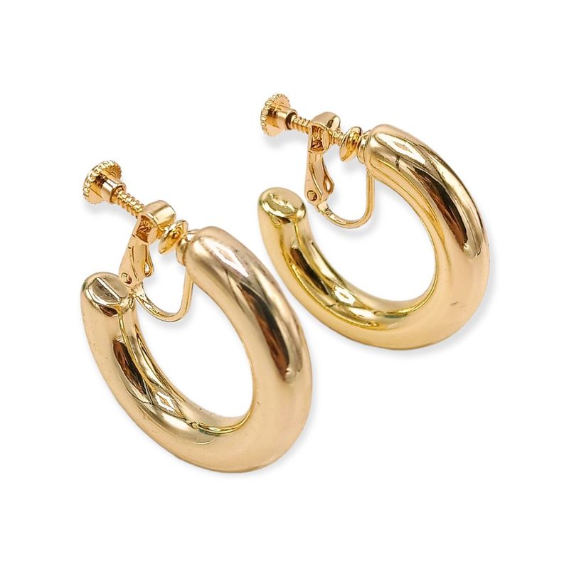ELBAULDEJUMA - Aros Sin Perforacion Argollas Chunky Bañadas En Oro