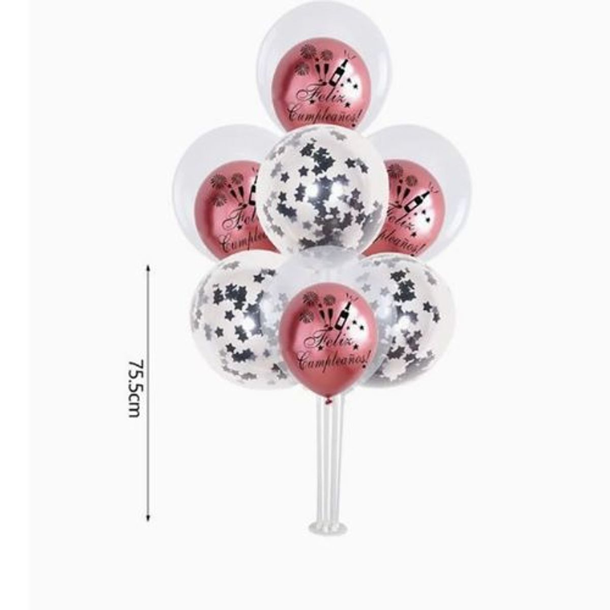 GENERICO - Set De Globos Latex De Mesa Color Blanco Y Rosa