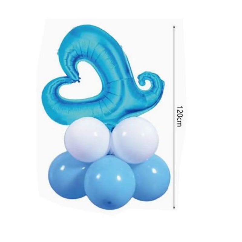 GENERICO - Set De Globos Latex Diseño Corazón Blanco Y Celeste