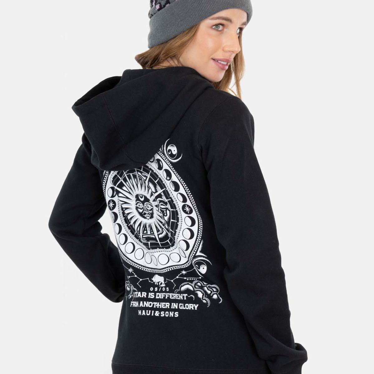 MAUI AND SONS - Poleron Green Stains Sherpa Negro Mujer Maui And Sons