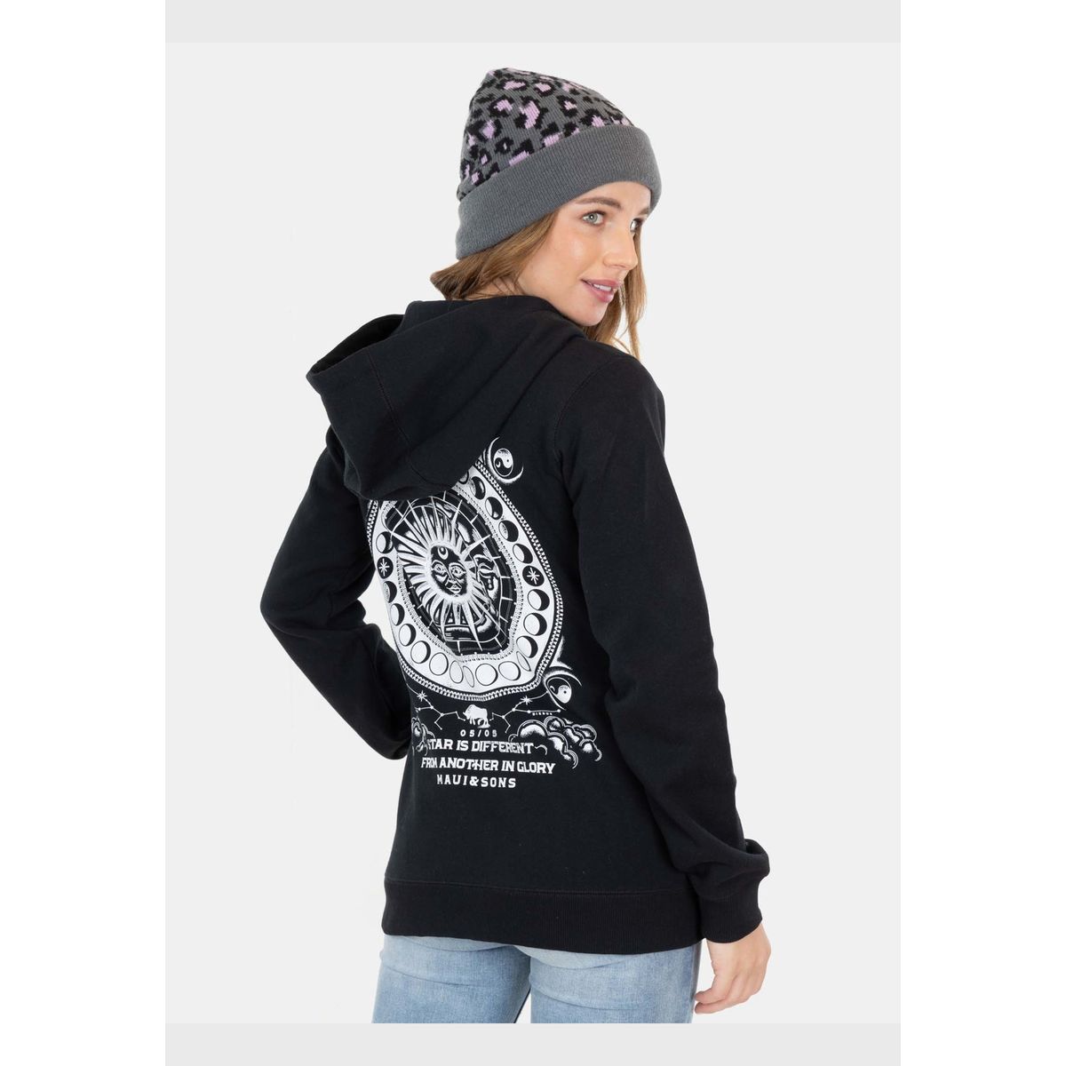 MAUI AND SONS - Poleron Green Stains Sherpa Negro Mujer Maui And Sons