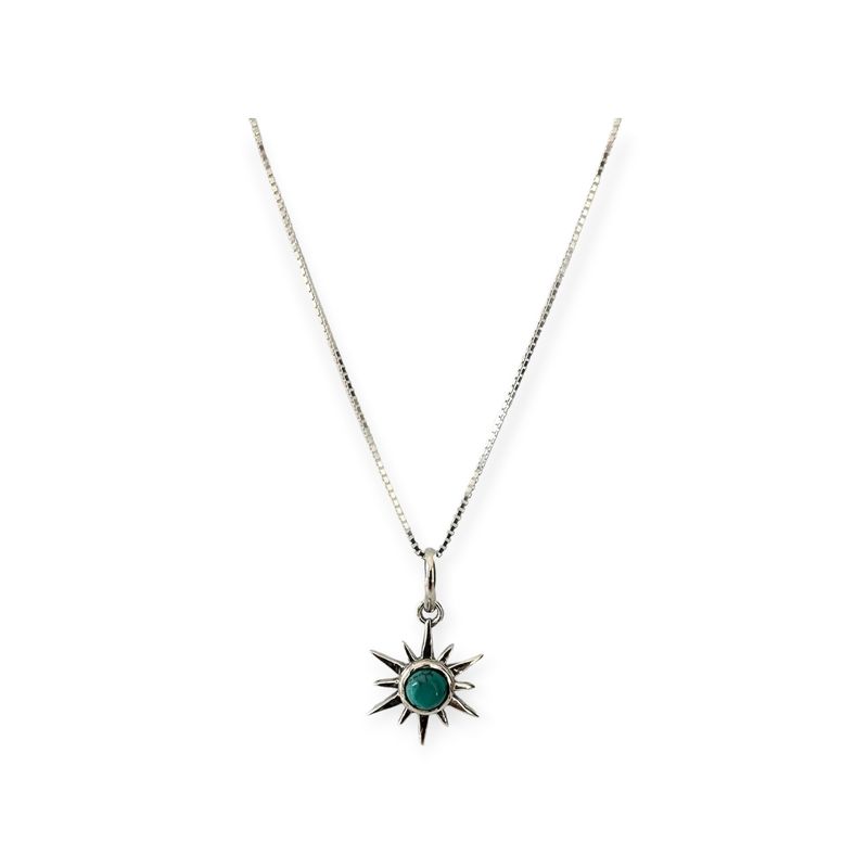 ANDREA COGGIOLA JOYAS - Collar Sol Aruna Turquesa Plata Fina 925