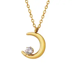 LUX JOYAS - Collar Baño Oro Rosado 18k Luna Punto De Luz
