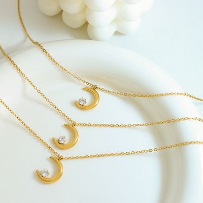 Imagen 2 del producto Collar Baño Oro Amarillo 18k Luna Punto De Luz