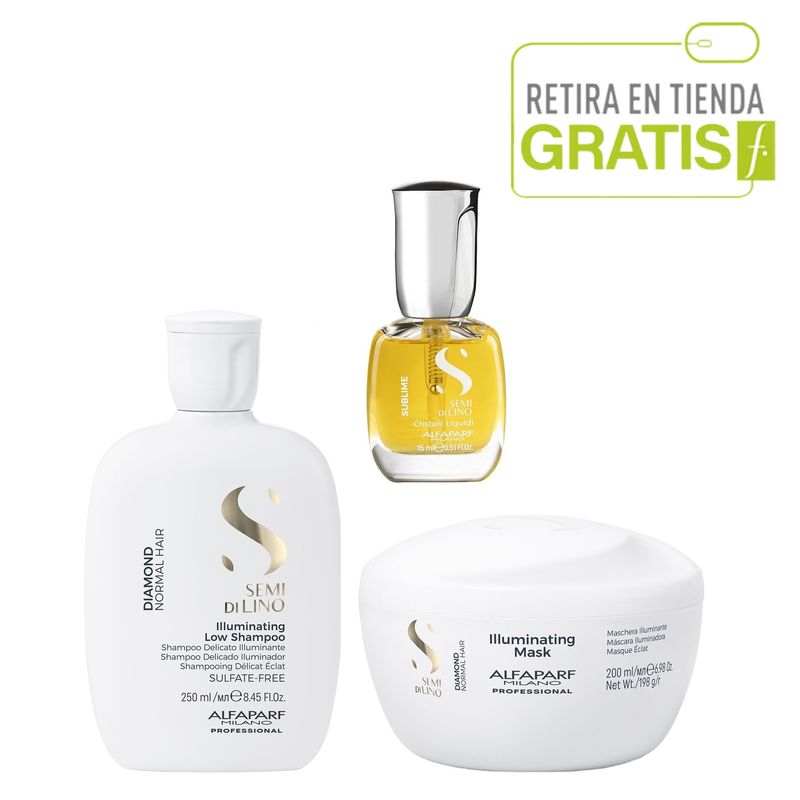 ALFAPARF MILANO - ALFAPARF Kit Serum,  Shampoo y Mascara Diamond Iluminador Semi Di Lino