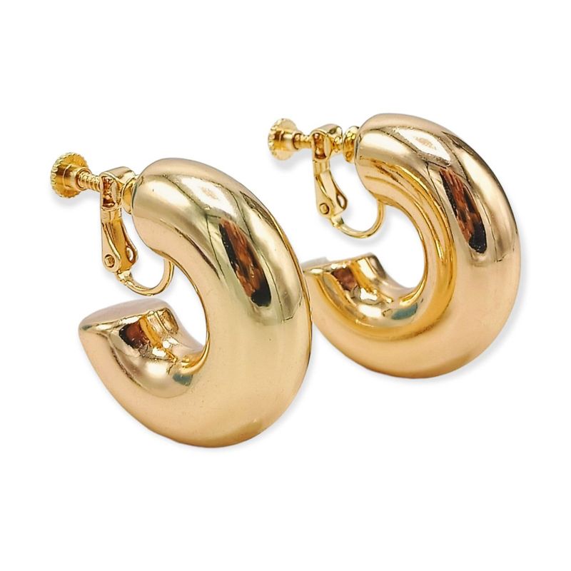 ELBAULDEJUMA - Aros Sin Perforación Argollas big Chunky Bañadas En Oro