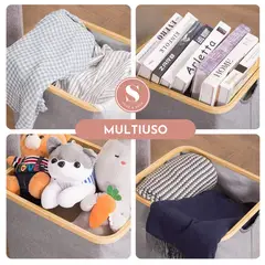 SANTU HOME & DECO - Cesta Ropa Sucia Plegable Gris Aro Bambu