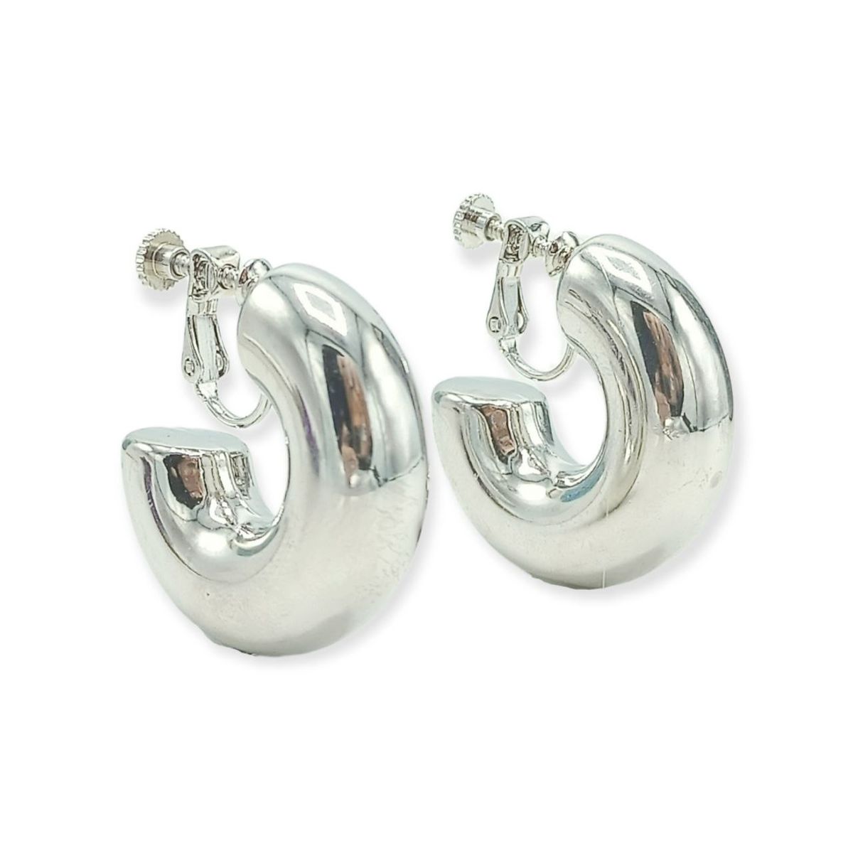 ELBAULDEJUMA - Aros Sin Perforacion Argollas Big Chunky Plateadas