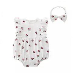 GENERICO - BODY RANITA BEBÉ NIÑA CEREZAS ALGODÓN PEQUEÑA LUZ