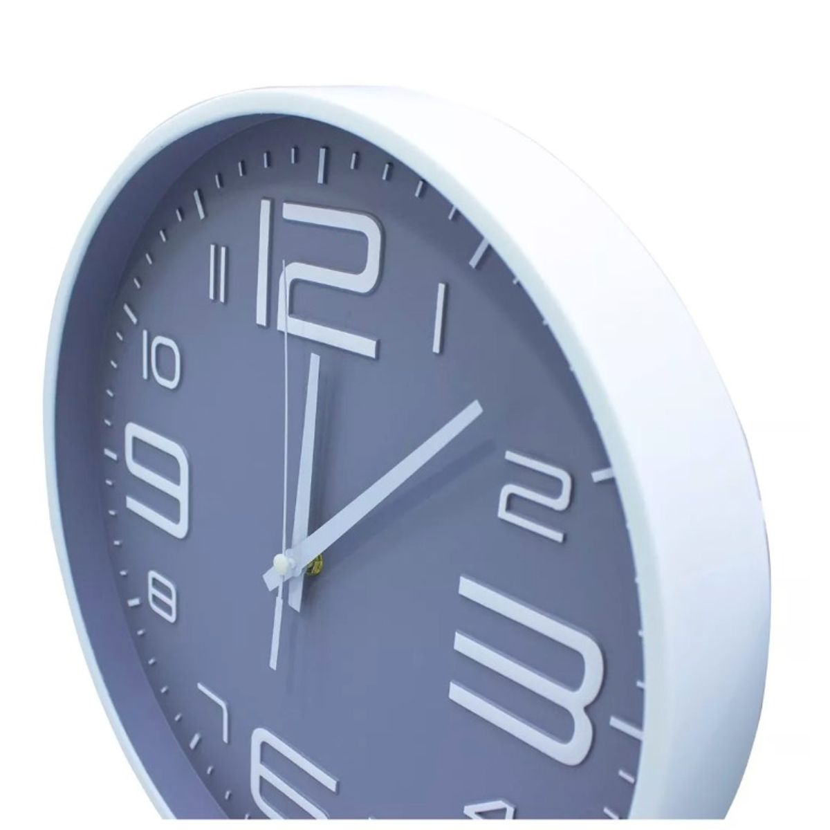 GENERICO - Reloj Pared Mural Redondo 30Cms Blanco Gris