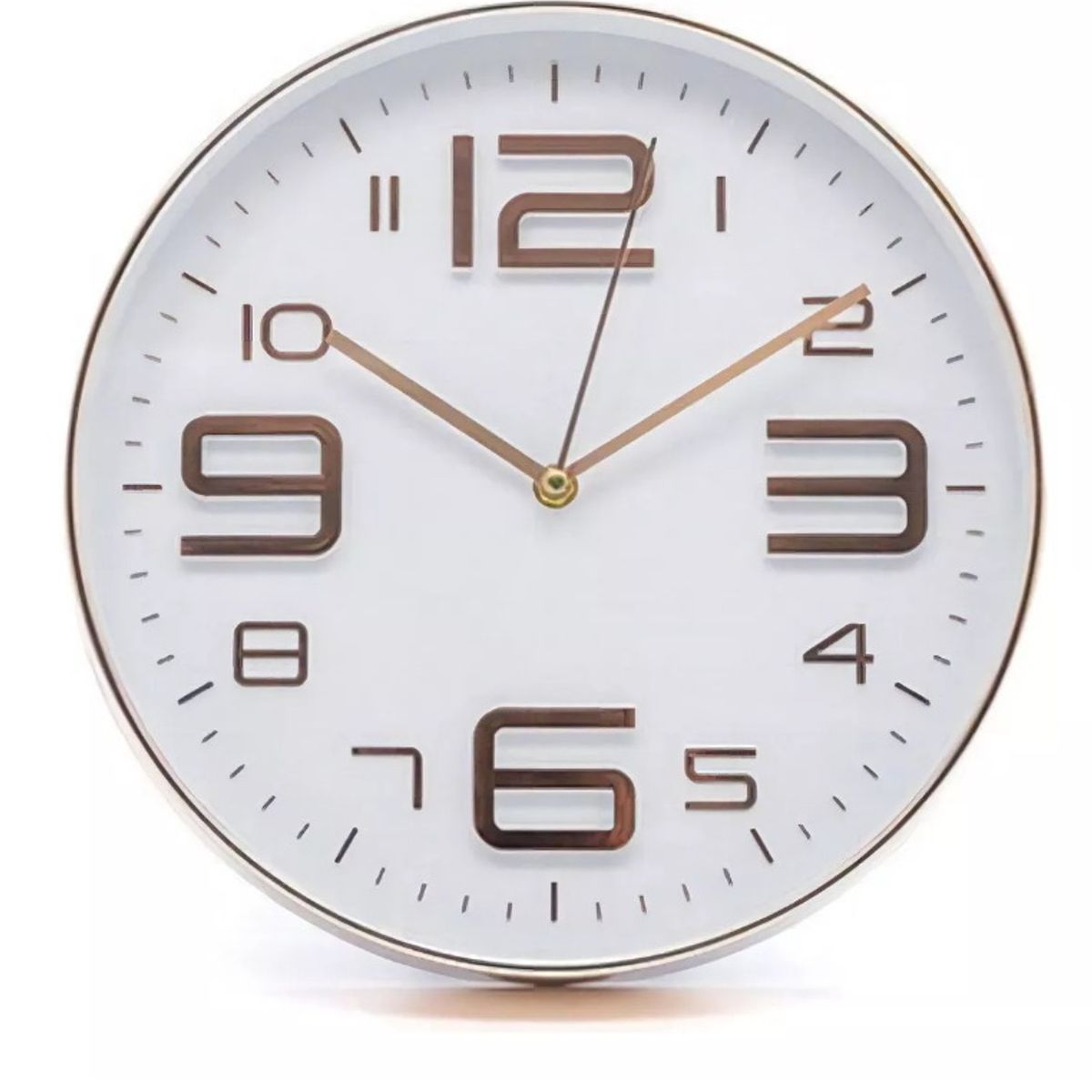 GENERICO - Reloj Pared Mural Redondo 30Cms Blanco Dorado