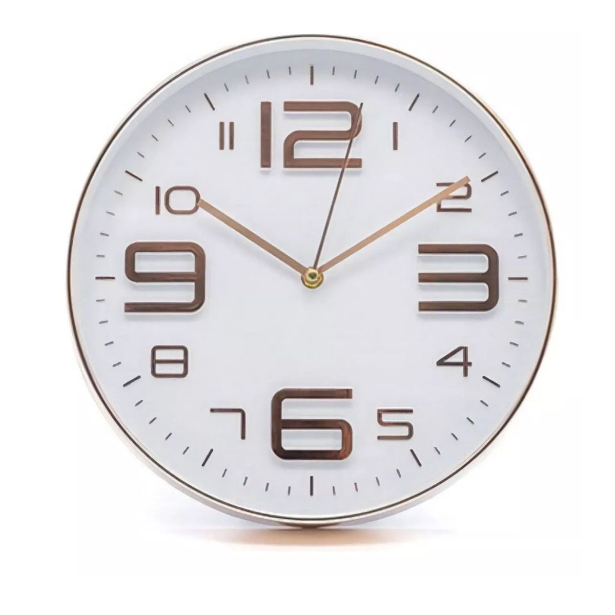 GENERICO - Reloj Pared Mural Redondo 30Cms Blanco Dorado