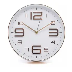 GENERICO - Reloj Pared Mural Redondo 30Cms Blanco Dorado