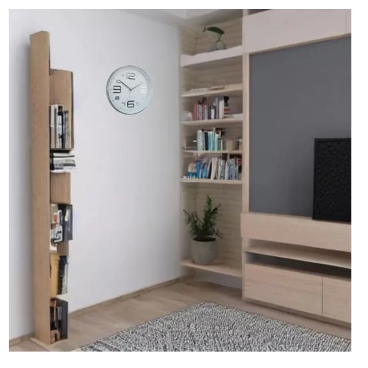 GENERICO - Reloj Pared Mural Redondo 30Cms Blanco Dorado