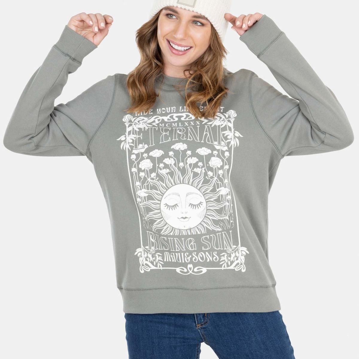 MAUI AND SONS - Poleron Eternal Rising Sun  Verde Mujer Maui And Sons