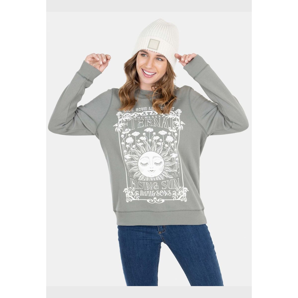 MAUI AND SONS - Poleron Eternal Rising Sun  Verde Mujer Maui And Sons