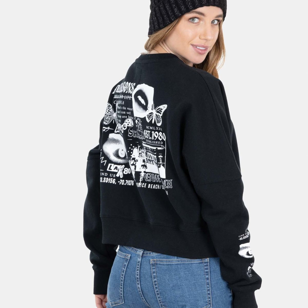 MAUI AND SONS - Poleron The Just Crew Neck Negro Mujer Maui And Sons