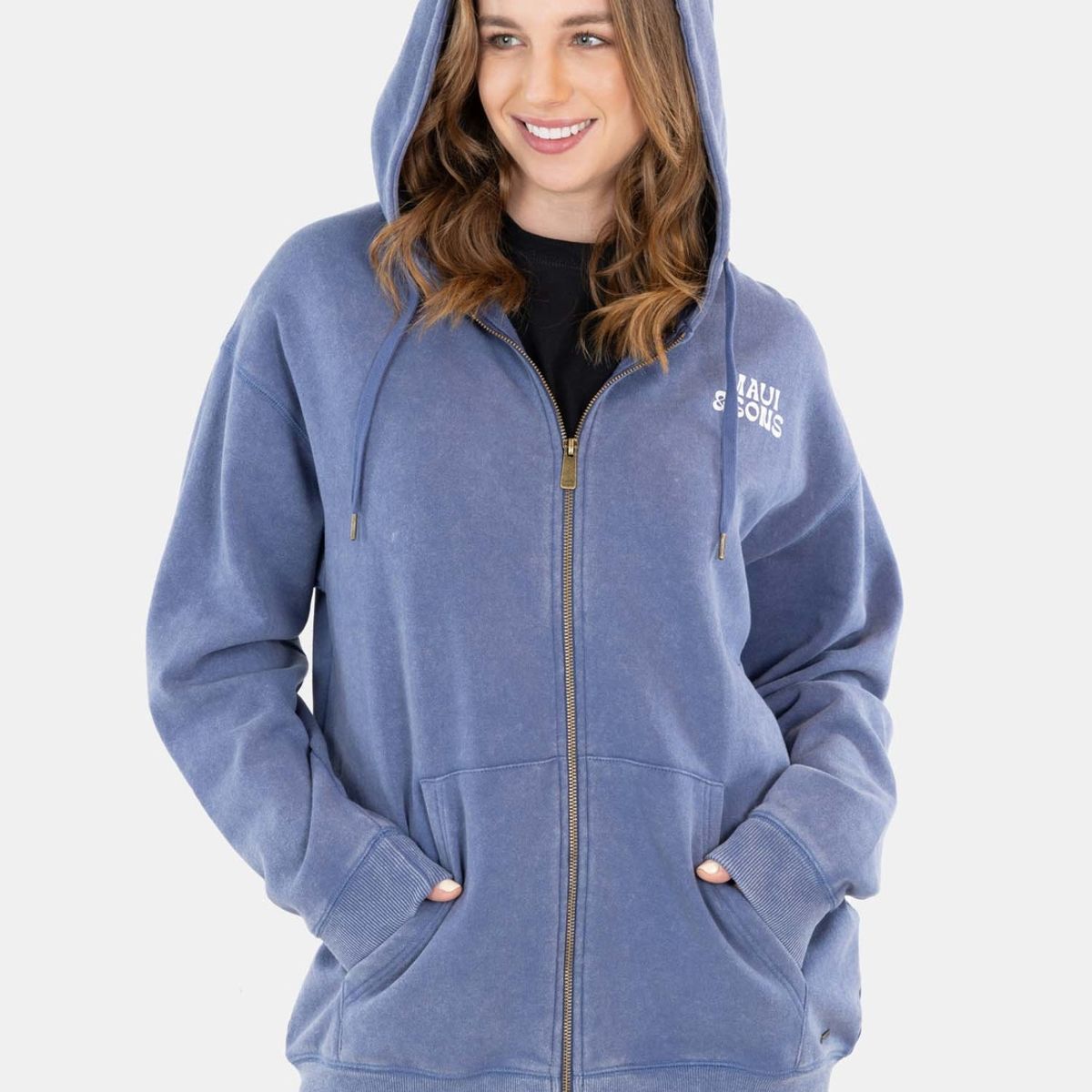 MAUI AND SONS - Poleron Beatile Azul Mujer Maui And Sons