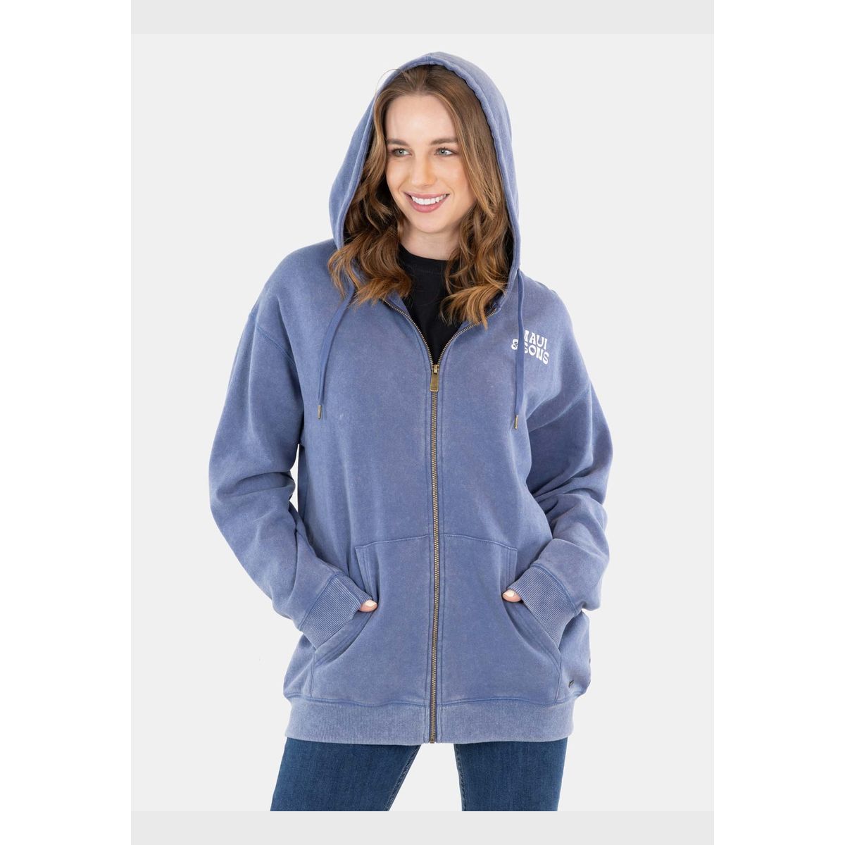 MAUI AND SONS - Poleron Beatile Azul Mujer Maui And Sons