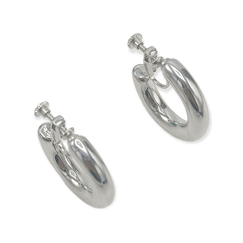 ELBAULDEJUMA - Aros Sin Perforacion Argollas Chunky Delgadas Plateadas.-