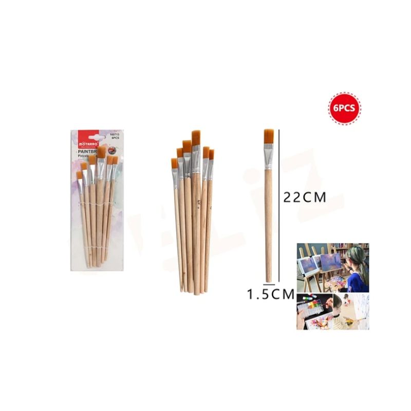 GENERICO - Set Pinceles 1.5 Cm 22 Cm 6 Pcs