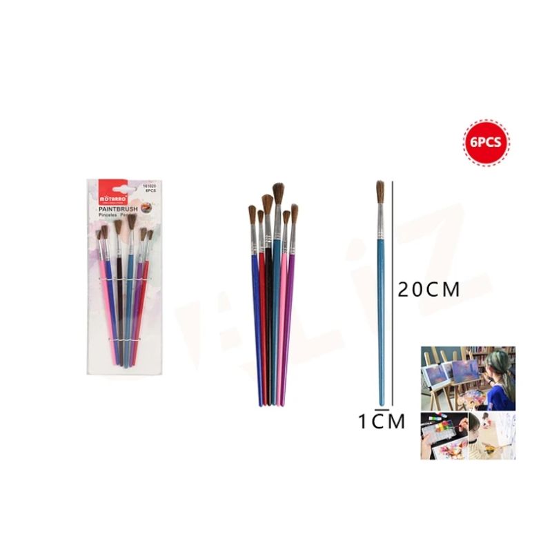 GENERICO - Set Pinceles Colores 20 Cm 6 Pcs