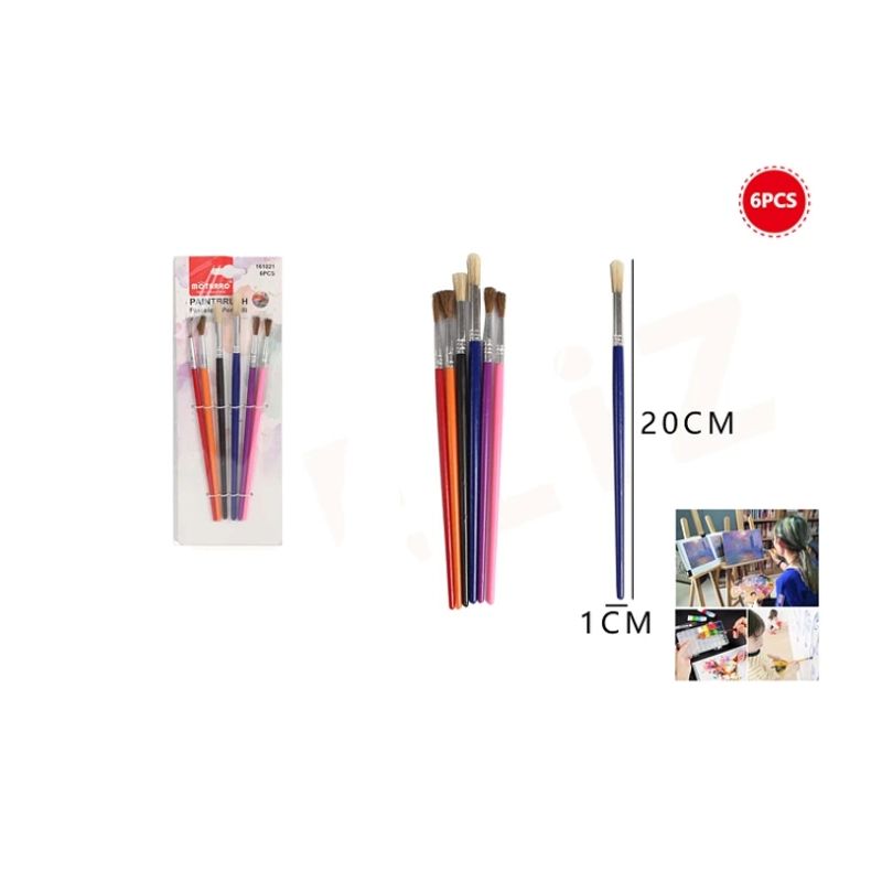 GENERICO - Set Pinceles Cuadrado 20 Cm 6 Pcs