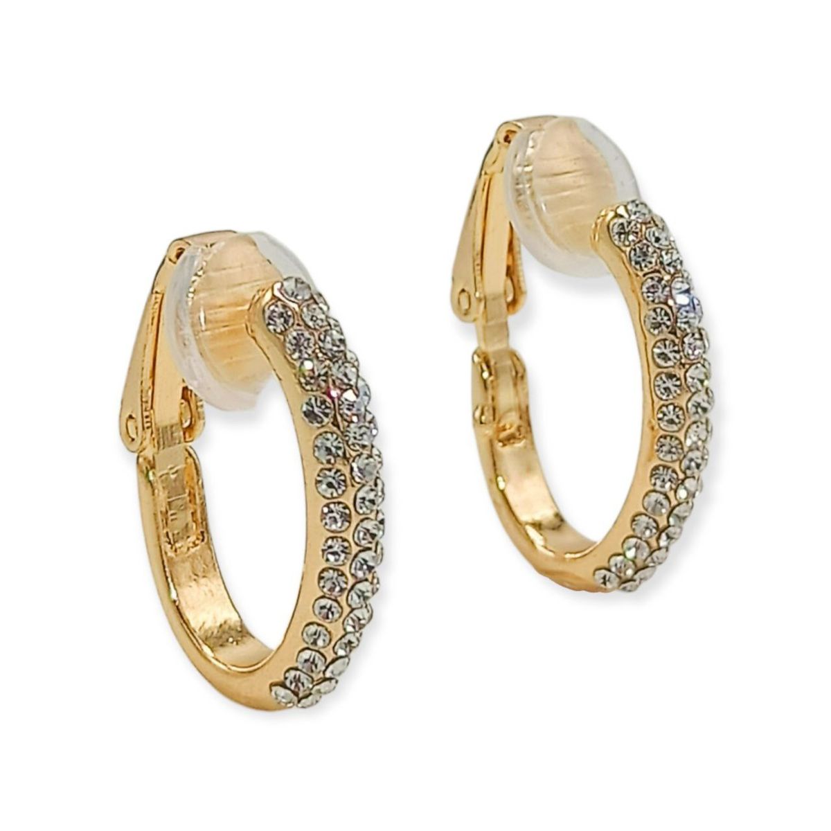 ELBAULDEJUMA - Aros Sin Perforacion Argollas Zirconias Bañadas En Oro 18k