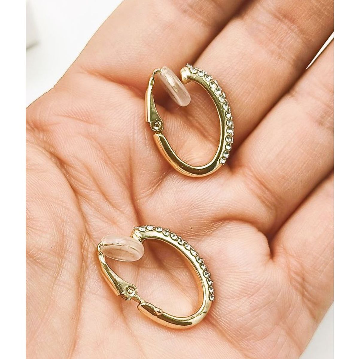 ELBAULDEJUMA - Aros Sin Perforacion Argollas Zirconias Bañadas En Oro 18k