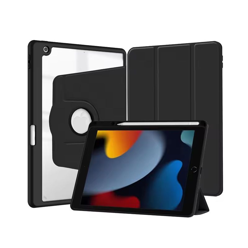 GENERICO - Carcasa Para iPad 10.2 Con Soporte Giratorio 360° Negro 102