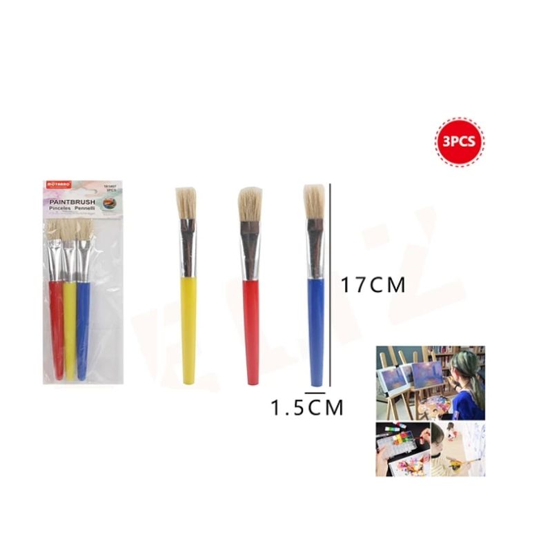 GENERICO - Set 3 Pinceles 17 Cm Papeleria