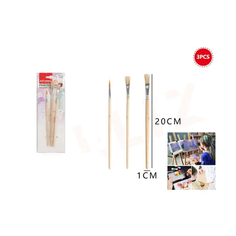 GENERICO - Set Pinceles 3 Diseños 20 Cms 3 Pcs