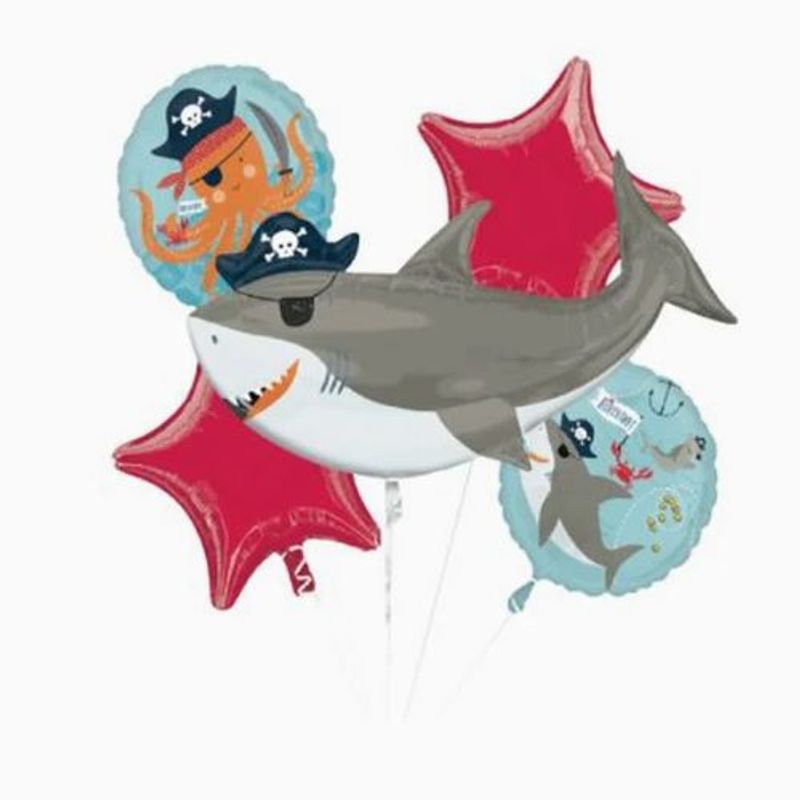 GENERICO - Set De Globos Latex Diseño Tiburón Colores Surtidos