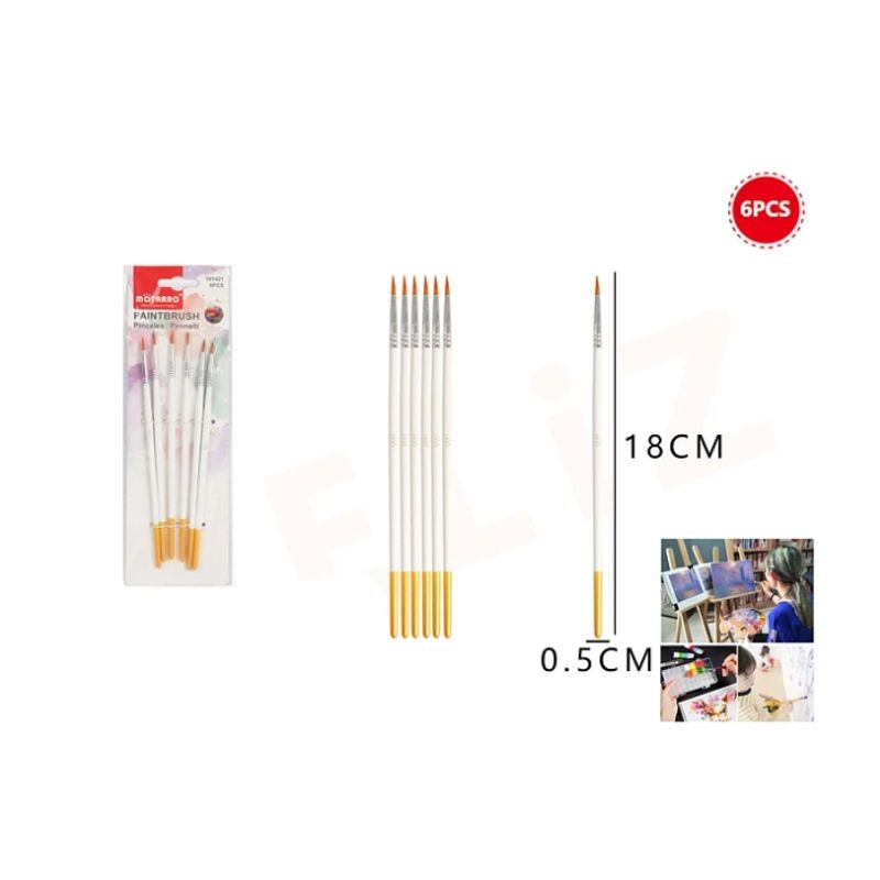 GENERICO - Set Pinceles 18 Cm 6 Pcs
