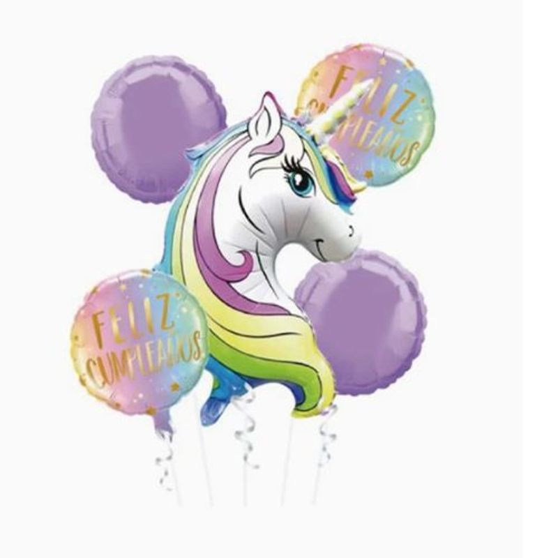 GENERICO - Set De Globos Latex Unicornio Color Morado