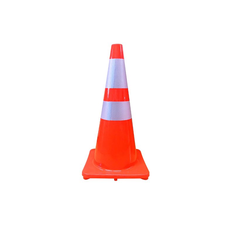 QRUBBER - Cono Vial 70cm 2 Cintas Base Normal Peso Ligero QRubber