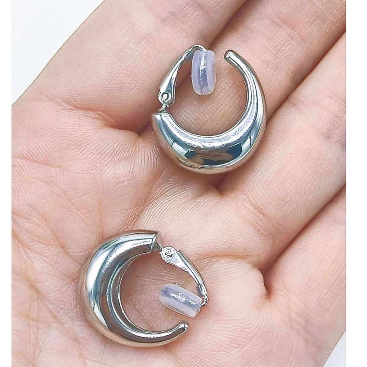 ELBAULDEJUMA - Aros Sin Perforación Argollas Chunky small Bañadas En Plata