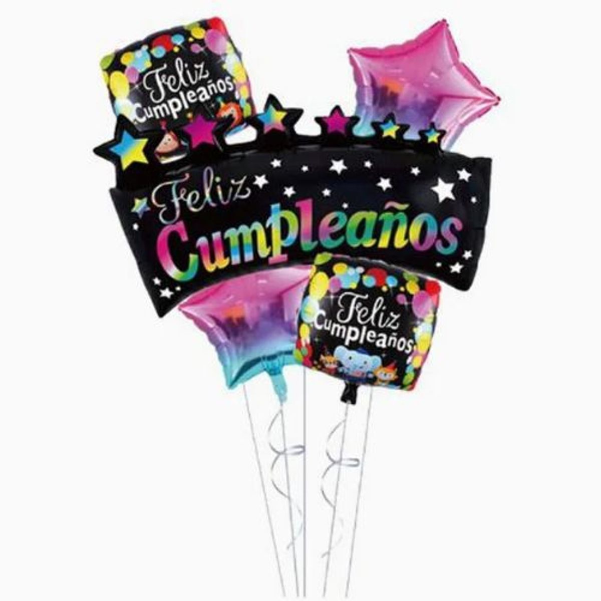 GENERICO - Set De Globos Latex Mylar Feliz Cumpelaños Color Negro