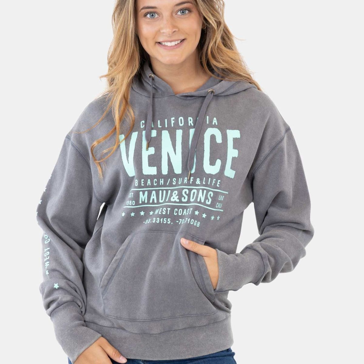 MAUI AND SONS - Poleron Surf Life Gris Mujer Maui And Sons