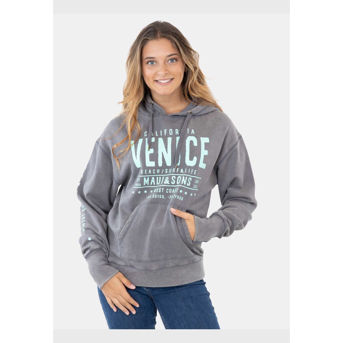 MAUI AND SONS - Poleron Surf Life Gris Mujer Maui And Sons
