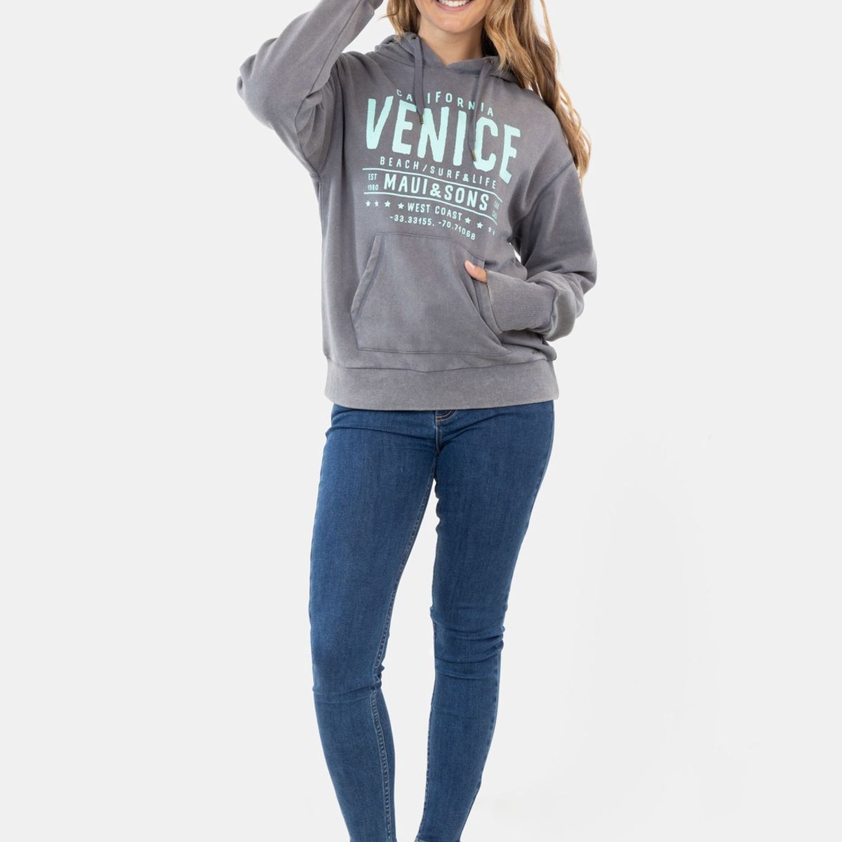 MAUI AND SONS - Poleron Surf Life Gris Mujer Maui And Sons