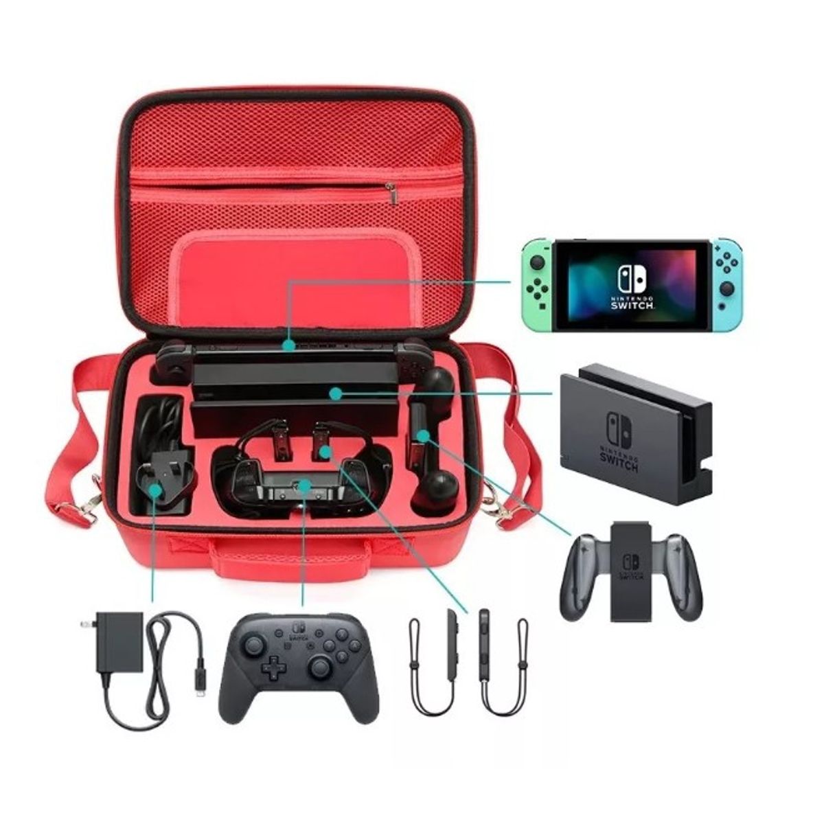 GENERICO - Maleta  Para Nintendo Switch Consola Rigida Correa De Hombro