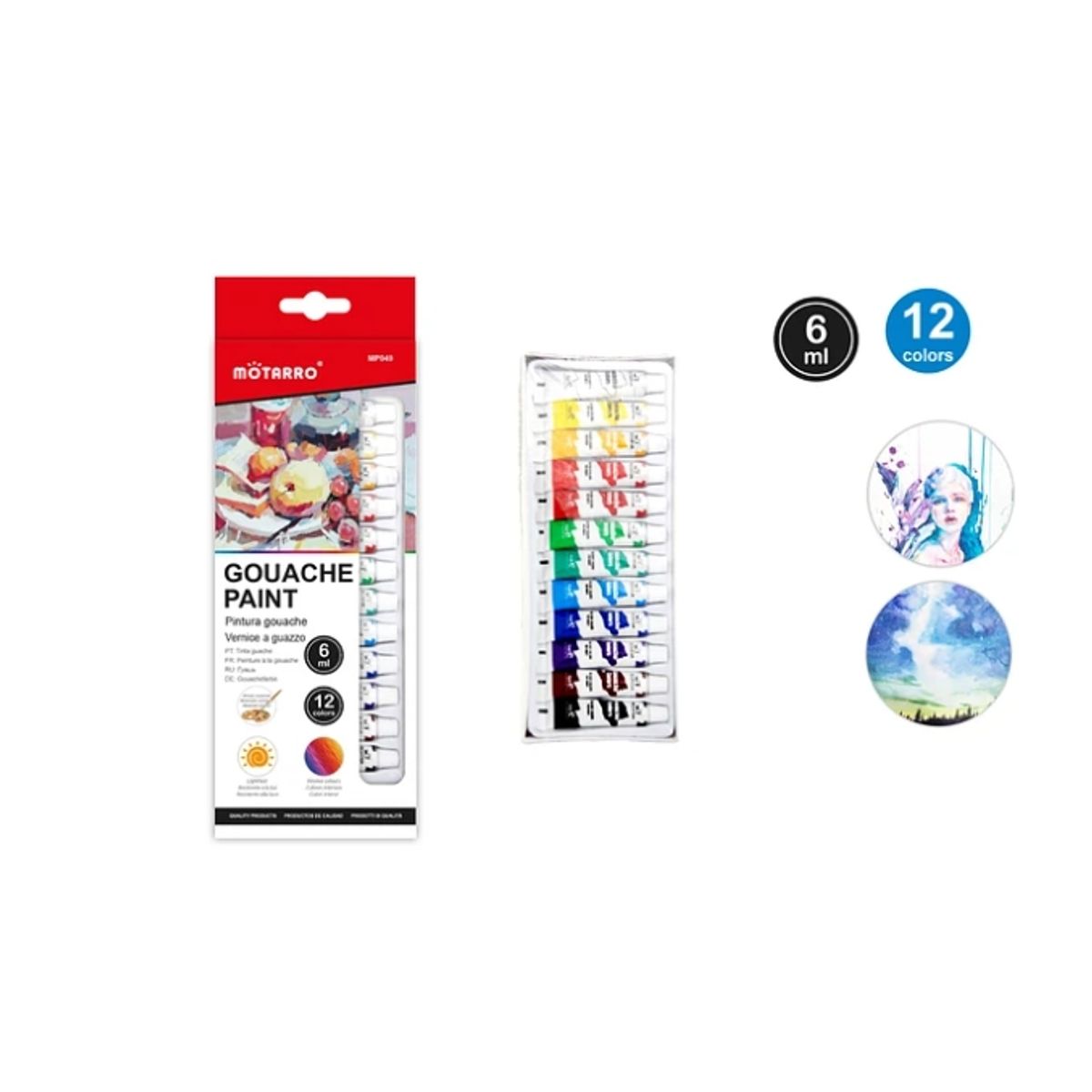 GENERICO - Pintura Gouache 6 ML 12 Pcs