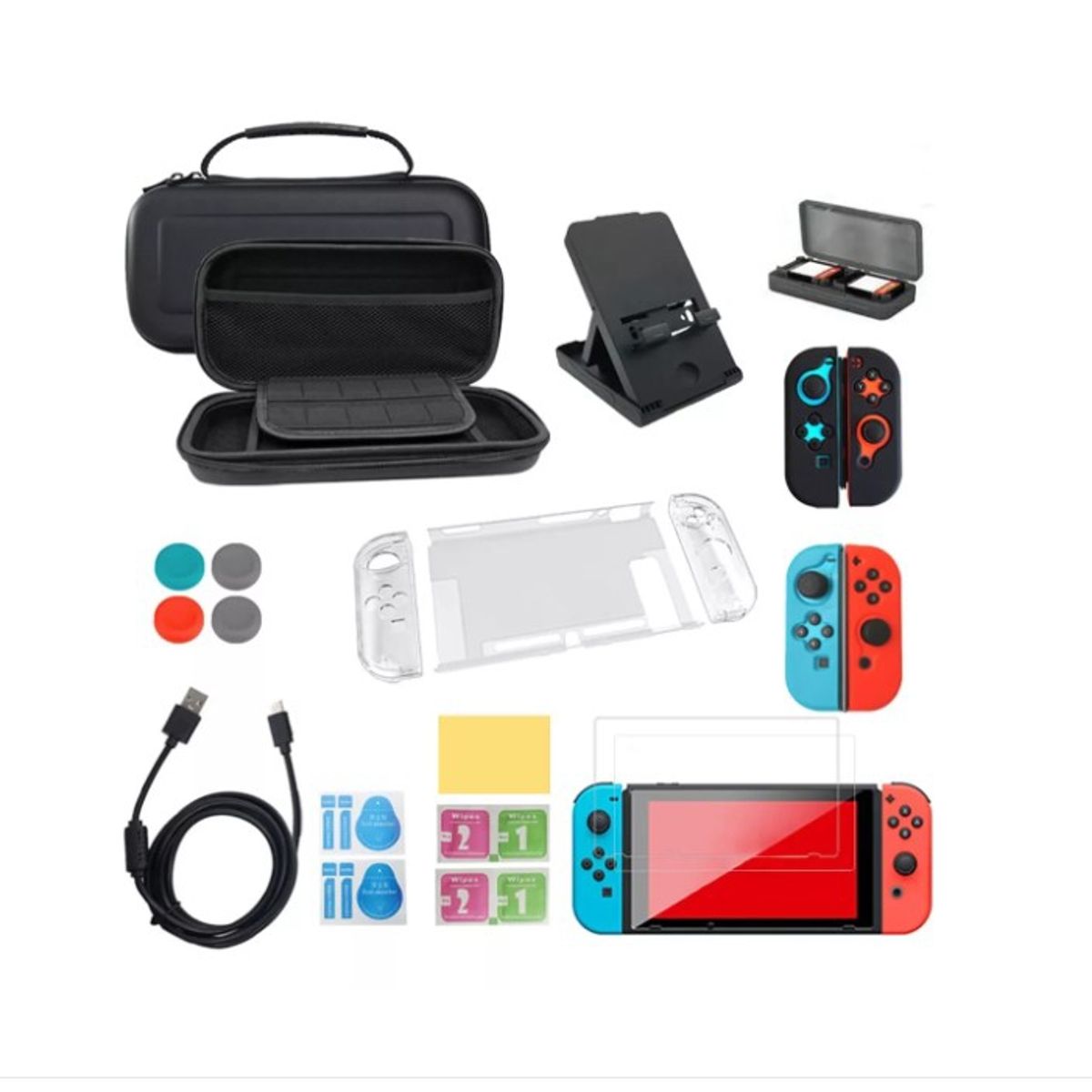 GENERICO - Estuche Para Nintendo Switch Protectores Cable Soporte 25en1