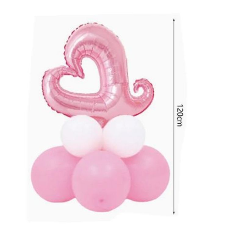 GENERICO - Set Globos Latex Diseño Corazón Color Rosa 120 Cm