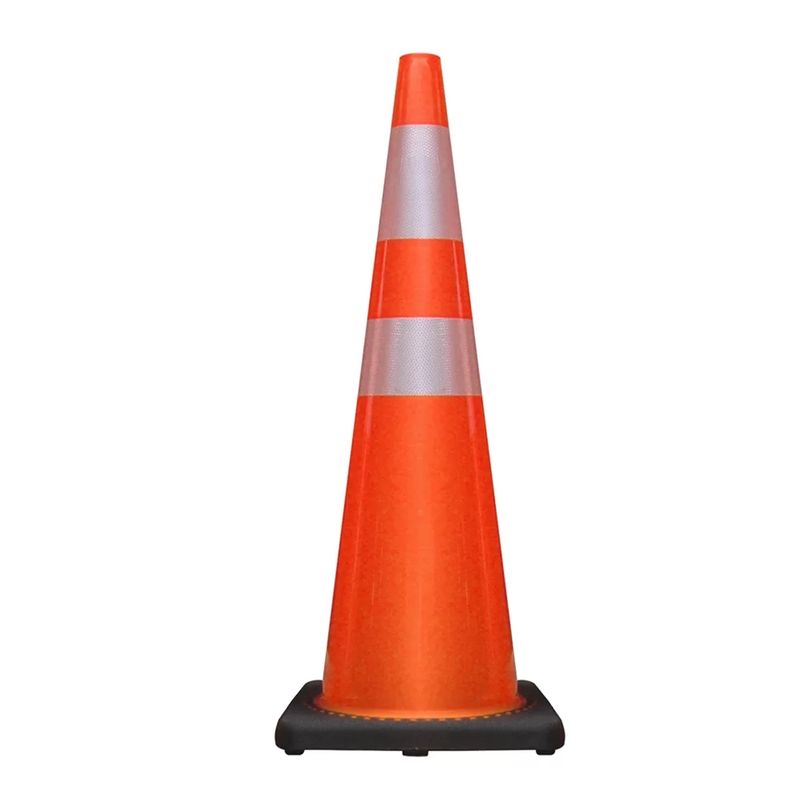 QRUBBER - Cono Vial 70cm 2 Cintas Base Caucho QRubber