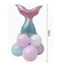 GENERICO - Set Globos Latex Diseño Cola Sirena Color Morado
