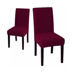 GENERICO - Pack De 6 Fundas Cubre Sillas Premium Tela Gruesa Color Bordo