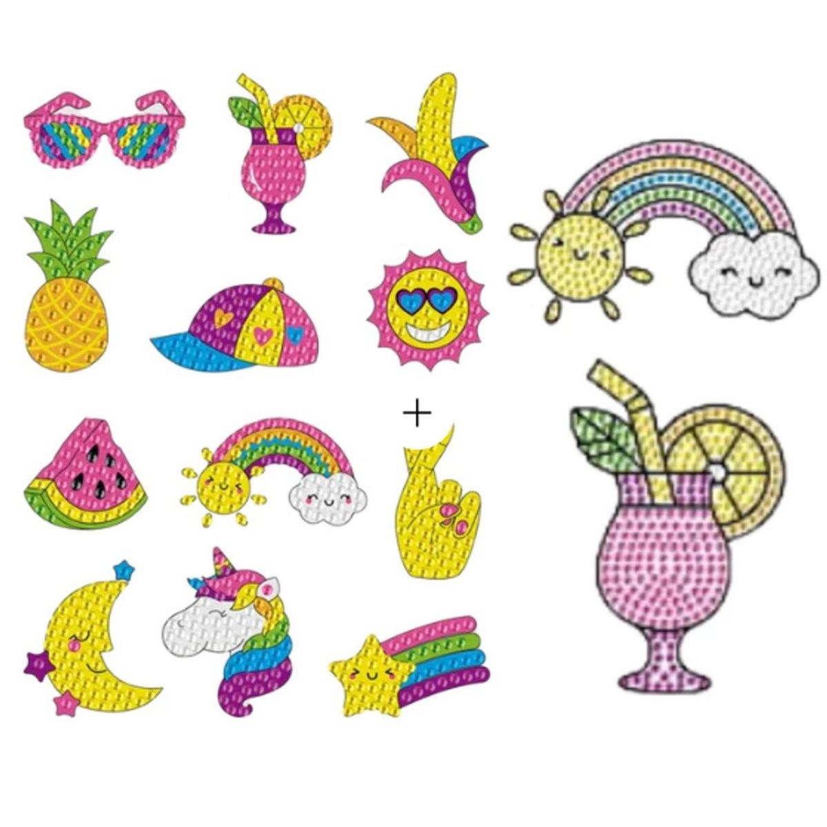 ARTE CONSENTIDO - Pintura con diamantes set stickers Arco iris 14 unid